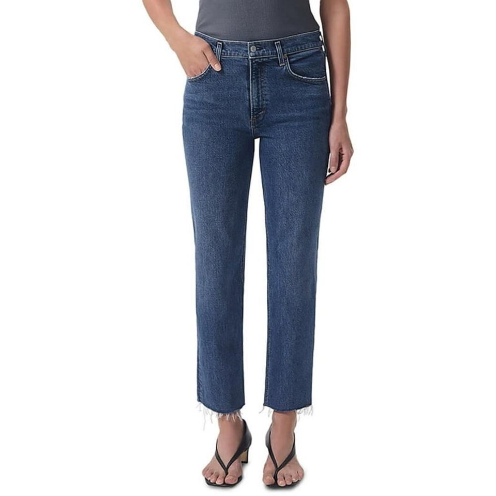 Agolde Womens Organic Cotton Mid-Rise Straight Leg Jeans Medium Wash Sz 27